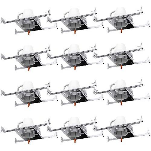 Sunco Lighting 12 Pack 4 Inch New Construction Housing, Air Tight IC Rated Steel Can, 120-277V, TP24 Connector Included for Easy Install - UL & Title 24 Compliant
