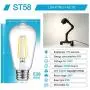 Ascher Vintage LED Edison Bulbs, 6W, Equivalent 60W, High Brightness Daylight White 4000K, ST58 Antique LED Filament Bulbs, E26 Medium Base, Non Dimmable, Clear Glass, Pack of 6