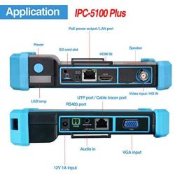 Rsrteng IP Camera Tester, IPC-5100 Plus 8MP AHD CVI TVI CVBS IP Camera Test 4K HD Display Video Monitor 5inch IPS Touch Screen IPC Tester Support POE PTZ WiFi RS485 HDMI & VGA Input DC12V Output