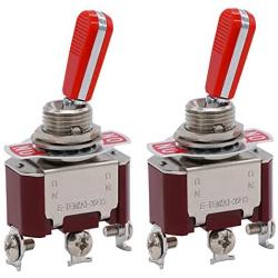 Twidec/2 Pcs Heavy Duty Rocker Toggle Switch 20A 125V SPDT 2 Position 3 Pin ON/ON Switch with Red PC Wear-Resistant Handle, 2 Years Warranty TEN-A-3210RR