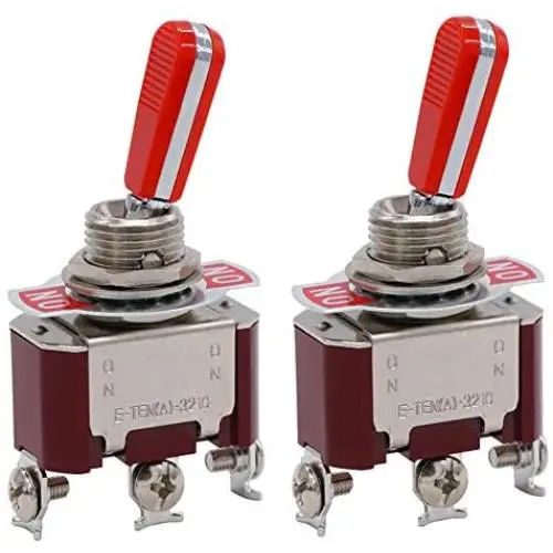 Twidec/2 Pcs Heavy Duty Rocker Toggle Switch 20A 125V SPDT 2 Position 3 Pin ON/ON Switch with Red PC Wear-Resistant Handle, 2 Years Warranty TEN-A-3210RR