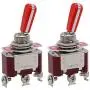 Twidec/2 Pcs Heavy Duty Rocker Toggle Switch 20A 125V SPDT 2 Position 3 Pin ON/ON Switch with Red PC Wear-Resistant Handle, 2 Years Warranty TEN-A-3210RR