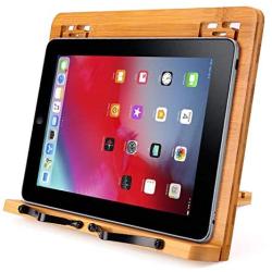 MEGREZ Bamboo Foldable Book Stand (13.2 x 9.4 inch) Reading Frame Rest holder Cookbook Cook Stand/Tablet PC textbook/Music Document Stand/Desk Bookrest with Retro Hollow, Dragon