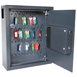 DuraBox 40 Keys Steel Safe Cabinet with Digital Lock - Electronic Key Safe with Drop Slot for Key Returns and Safe Storage (Dark Grey)