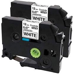 Oozmas Compatible Label Tape Replacement for TZe-231 P Touch Label Tape 12mm 0.47 Inch Laminated Black on White, Work with Brother Label Maker PTD210 PTH110 PTD400AD, 2-Pack