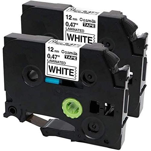 Oozmas Compatible Label Tape Replacement for TZe-231 P Touch Label Tape 12mm 0.47 Inch Laminated Black on White, Work with Brother Label Maker PTD210 PTH110 PTD400AD, 2-Pack