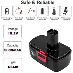 4-Pack 3.6Ah 19.2V C3 Battery Replacement for Craftsman 19.2 Volt DieHard Batteries Ni-Mh C3 315.115410 130279005 315.11485 1323903 130235021