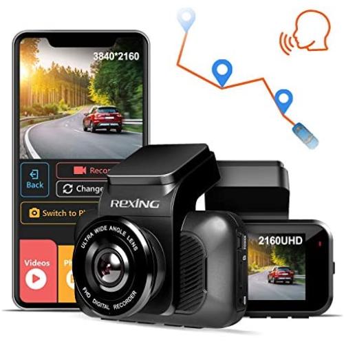 REXING V5 Dash Cam 4K Modular Capabilities 3840x2160@30fps UHD WiFi GPS Car Camera Recorder Night Vision,Loop Recording,Parking Monitor,Supercapacitor,Support 256GB Max,Voice Control (2021)