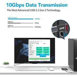 [10Gbps] USB to USB-C Adapter (2 Pack) - XAOSUN USB A to USB C Adapter - Support One-Sided Superfast Data Transmission & 100W Fast Charging - Compatible with Laptops, PC, Chargers, Oculus Quest Link