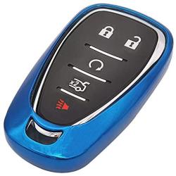 Blue Soft TPU Smart Key Fob Case Holder Jacket Protector for 2016 2017 2018 2019 Chevy Malibu Camaro Cruze Traverse Spark Sonic Volt Bolt