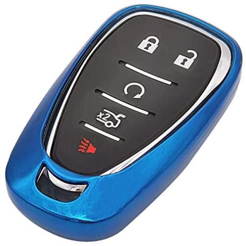 Blue Soft TPU Smart Key Fob Case Holder Jacket Protector for 2016 2017 2018 2019 Chevy Malibu Camaro Cruze Traverse Spark Sonic Volt Bolt