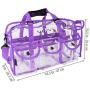 SHANY Clear PVC Makeup Bag - Large Professional Makeup Artist Rectangular Tote with Shoulder Strap and 5 External Pockets - PURPLE