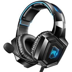 RUNMUS Gaming Headset for PS4, Xbox One, PC Headset w/Surround Sound, Noise Canceling Over Ear Headphones with Mic & LED Light, Compatible with PS5, PS4, Xbox One, Switch, PC, PS2, Mac, Laptop