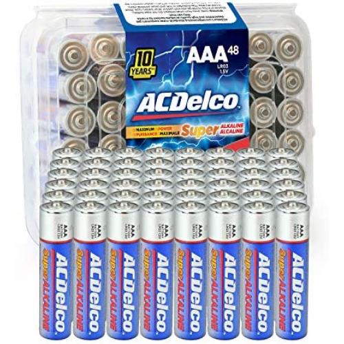 ACDelco 48-Count AAA Batteries, Maximum Power Super Alkaline Battery, 10-Year Shelf Life, Recloseable Packaging