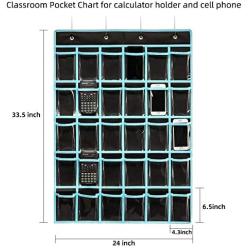 Classroom Pocket Chart Organizer,KEEPJOY Cell Phones Calculator Holder for Classroom Storage, Hanging Wall Door Calculator Phone Caddy for Classroom .(30 Pockets-Black)