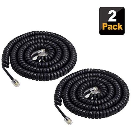 Phone Cord Landline,SHONCO 2 Pack Black Coiled Telephone Handset Cord 23 Ft Uncoiled / 3 ft Coiled Telephone Cord Line Wire Telephone Accessory