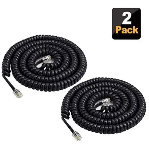 Phone Cord Landline,SHONCO 2 Pack Black Coiled Telephone Handset Cord 23 Ft Uncoiled / 3 ft Coiled Telephone Cord Line Wire Telephone Accessory