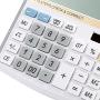Electronic Desktop Calculator with 12-digit Large Display, Solar and Button Dattery Dual Power Standard 12-Digit Big Display Handheld Function Desktop Calculator (White Gold)