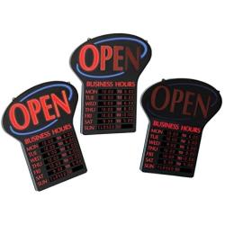 Newon LED Lighted Business''Open'' Sign, Electronic Programmable Business Hours Sign with Flashing Effects, 23.4'' x 20.4'', Red/Black (6093)
