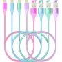 Lightning Cable 4Pack(10/6/6/3ft) 4Colors iPhone Charger MFi Certified Nylon Braided Long Fast USB Cord HaoKanDe Compatible for iPhone11 Pro MAX Xs XR X 8 7 6S 6 Plus SE 5S 5C(Blue Green Purple Pink)
