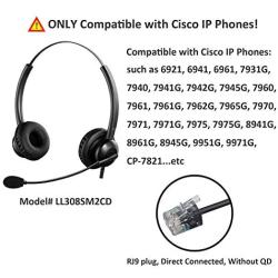 Oppetec Landline IP Phone Headset Office Headset Compatible with Cisco IP Phones 6961 7940 7941G 7961G 7971G 8941G 8945G 9971G CP-7821 etc