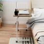 SDHYL 31.5 inches Adjustable Work Stand Mobile Side Desk with Tablet and Mobile Phone Slot Portable Workstation Student Desk Small Snack Table, Bed and Couch Desk, Oak, S7-ZS-05#3-80OK