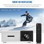 Mini Projector Full HD 1080P LED Projector Home Cinema Theater Indoor/Outdoor Movie Projectors Pocket Projector for Party & Camping Compatible with Laptop/PC/Smartphone/HDMI/VGA/USB/AV(Black + White)