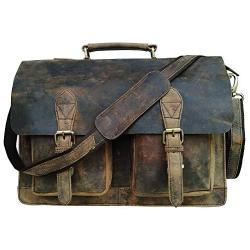Cuero Retro Buffalo Hunter Leather Laptop Messenger Bag Office Briefcase Travel Bag (Rich Brown)