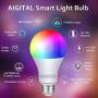 Aigital Smart Light Bulb WiFi Bulb Color Changing Bulb Work with Alexa/Google Home/IFTTT,No Hub Required,Easy to Connect