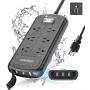 ESHLDTY USB Outdoor Power Strip Weatherproof, 6 Outlets and 3 USB Ports Surge Protector with 1500Joules 1875W IPX6 Waterproof, 6ft Heavy Duty Extension Cord, Wall Mountable for Home Office Porch Patio