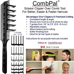 CombPal Scissor Clipper Over Comb Hair Cutting Tool Barber Haircutting Comb Set (Classic Set, Black)