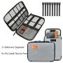 Travel Cable Organizer Bag, Electronics Accessories Carry Cases Portable Cord Organizer Bag Case for USB Cable Cord Pen Hard Cables Earphone Ipad iPhone with 8 Cable Ties (Up to 7.9)