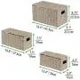mDesign Natural Woven Water Hyacinth Closet Storage Organizer Basket Bin with Removeable Lids to use in Closet, Bedroom, Bathroom, Entryway, Office - Set of 3 - Gray Finish