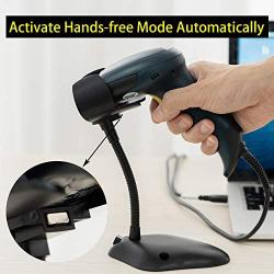 TEEMI QR Barcode Scanner with Handsfree AutoSensing Stand Handheld Automatic USB Wired 1D 2D Bar Codes Reader