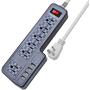 Mountable Surge Protector Power Strip JACKYLED 9.8ft 6 Outlets 4 USB Ports Electric Power Outlet with Right Angle Flat Plug Electric Long Extension Cord Power Charging Station for Home Office Gray