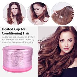 Upgrade Heating Cap for Hair Spa Beauty Steamer Nourishing Hat Hair Thermal Treatment Cap with 2 Mode Temperature Control, Bright Pink