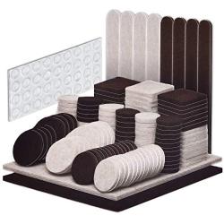 166 Piece Two Colors - Variety Size Furniture Felt Pads. Self Adhesive Pads with Transparent Noise Reduction Bumpers. Floor Protectors for Hardwood & Laminate Flooring-166 Piece