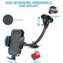 Windshield Phone Holder for Car - FLOVEME Gooseneck Long Arm Car Phone Mount Hands Free Windshield Car Phone Holder Compatible with iPhone Samsung LG Moto Smart Phone Stand for Car (Black)