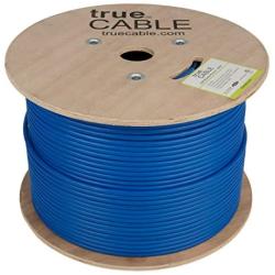 trueCABLE Cat6 Plenum Shielded (CMP), 1000ft, Blue, 23AWG Solid Bare Copper, 550MHz, ETL Listed, Overall Foil Shield (FTP), Bulk Ethernet Cable