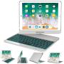 iPad Keyboard Case 9.7 for iPad 2018 (6th Gen) - 2017 (5th Gen) - iPad Pro 9.7 - iPad Air 2 & 1, 7 Color Backlit Keyboard Case/360 Rotate Wireless/BT Keyboard Case with Auto Sleep/Wake (Silver)