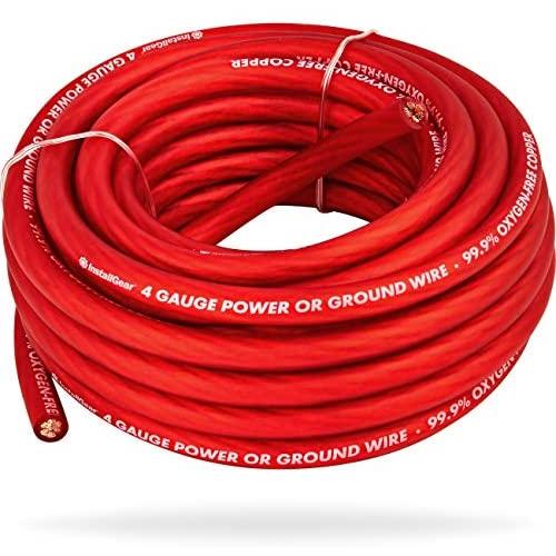 InstallGear 4 Gauge Red 25ft Power/Ground Wire - OFC (99.9% Oxygen-Free Copper)
