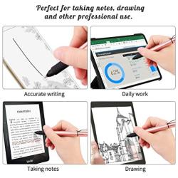 Digiroot Universal Stylus,[2-in-1] Disc Stylus Pen Touch Screen Pens for All Touch Screens Cell Phones, iPad, Tablets, Laptops with 9 Replacement Tips(6 Discs, 3 Fiber Tips Included) - (Rose Gold)