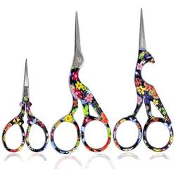 BIHRTC 3Pairs of Scissors 4.5 Inch Embroidery Scissors Vintage and 3.6Inch Cross Stitch Scissors Sharp Stainless Steel Scissors for Craft Sewing Needlework Art Work Office Thread Scissors