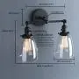 Phansthy 2-Light Vintage Style Industrial Wall Light Sconce Light Fixture with 5.6Inches Oval Cone Clear Glass Shade (Black)