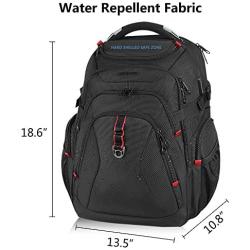 KROSER Travel Laptop Backpack 17.3 Inch XL Heavy Duty Computer Backpack with Hard Shell Saferoom RFID Pockets Water-Repellent Business College Daypack Stylish School Laptop Bag for Men/Women-Black