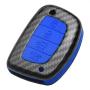 TANGSEN Smart Key Fob Case for HYUNDAI ELANTRA GT TUCSON 4 Button Keyless Entry Remote Black Carbon Fiber Pattern ABS Blue Silicone Cover