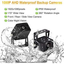 Hodozy Backup Camera 2 Split Screen Monitor System DVR Recording 7 inch 1080P Dual Waterproof Night Vision Rearview Camera Easy Installation for Truck/Trailer/Large Box/RV/Camper/Bus