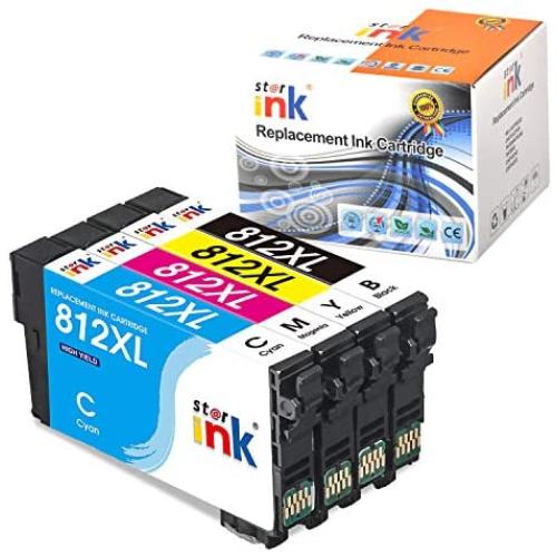 starink Remanufactured Ink Cartridge Replacement for Epson 812 XL 812XL T812 T812XL for Workforce Pro WF-7840 WF-7820 EC-C7000 Printer, (Black Cyan Magenta Yellow, 4 Packs)