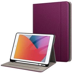 Fintie Folio Case for New iPad 8th Gen (2020) / 7th Generation (2019) 10.2 Inch - Multi-Angle Viewing Soft TPU Smart Stand Back Cover with Pocket, Pencil Holder, Auto Wake/Sleep, Purple
