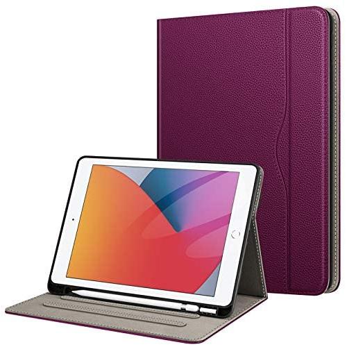 Fintie Folio Case for New iPad 8th Gen (2020) / 7th Generation (2019) 10.2 Inch - Multi-Angle Viewing Soft TPU Smart Stand Back Cover with Pocket, Pencil Holder, Auto Wake/Sleep, Purple